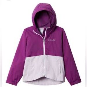Columbia - Big Girls Zilla jacket purple hooded, full zip up raincoat L 14 - 16